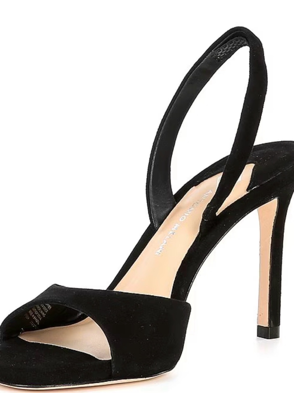 ANTONIO MELANI Black Suede Open-Toe Slingback Stiletto Heels